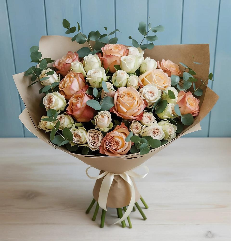 Букет цветов из: Альстромерии и Розы в Батуринской