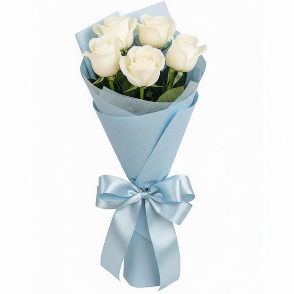 Букет 5 Белых роз Проуд в Батуринской