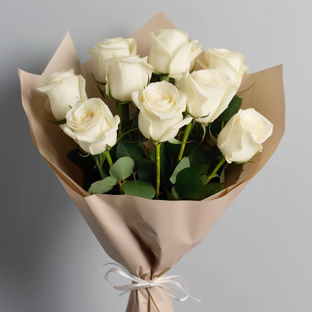 Букет 9 Белых роз Эдлесс Лав в Батуринской