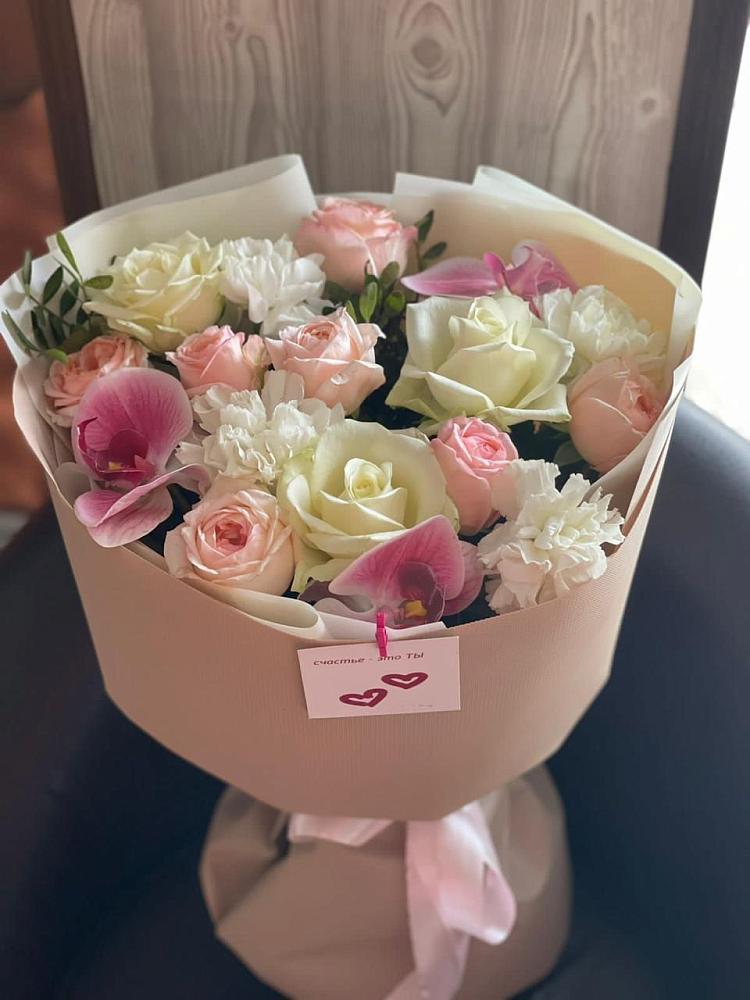 Букет цветов из: Орхидеи, Розы и Гвоздики в Батуринской