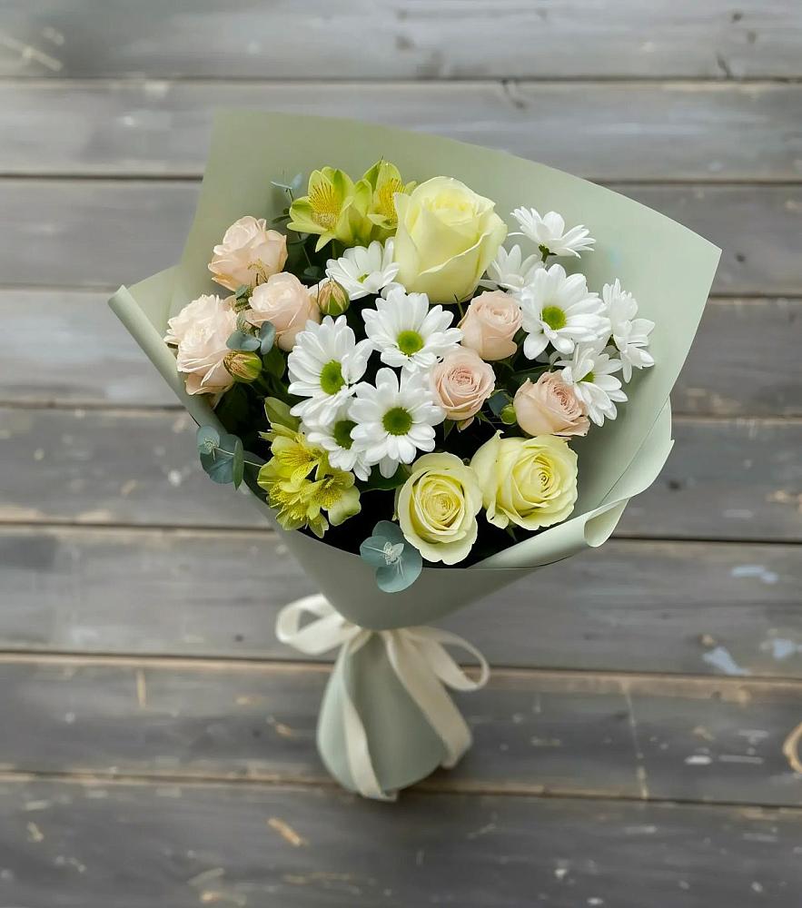 Букет цветов из: Альстромерии, Розы и Хризантемы в Батуринской