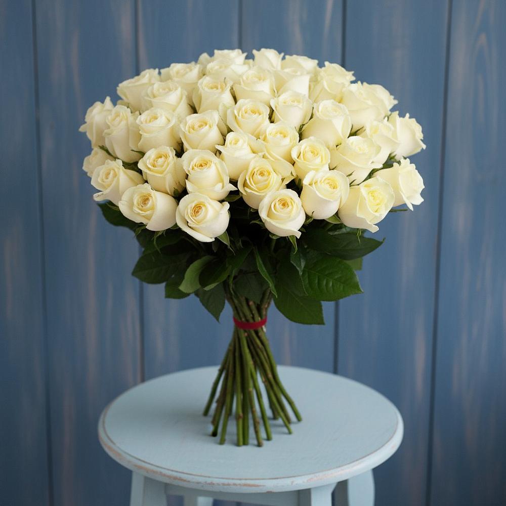 Букет 51 Белая роза Эдлесс Лав в Батуринской