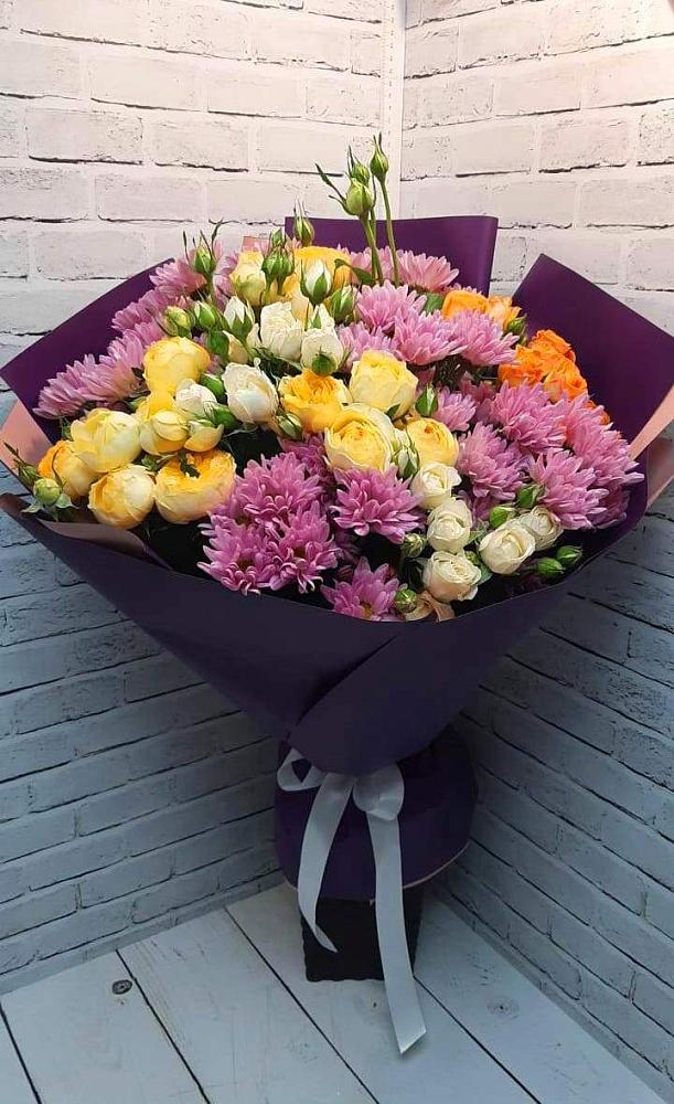 Букет цветов из: Хризантемы и Розы в Батуринской