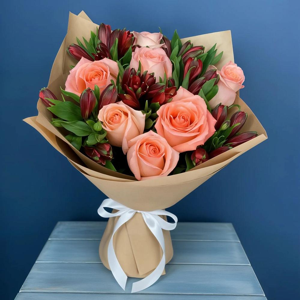 Букет цветов из: Розы и Альстромерии в Батуринской