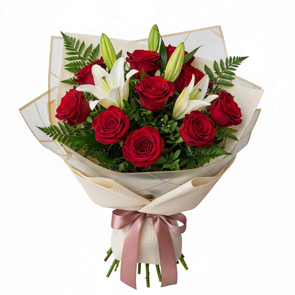 Букет цветов из: Лилии и Розы в Батуринской