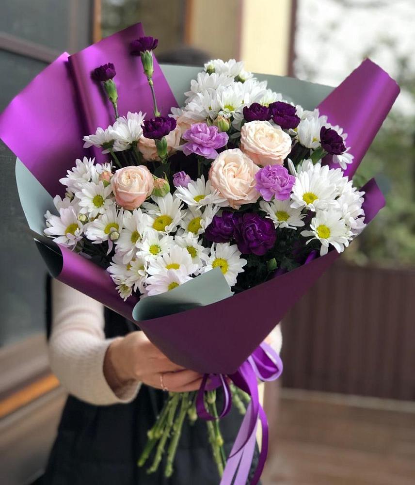 Букет цветов из: Хризантемы, Гвоздики и Розы в Батуринской