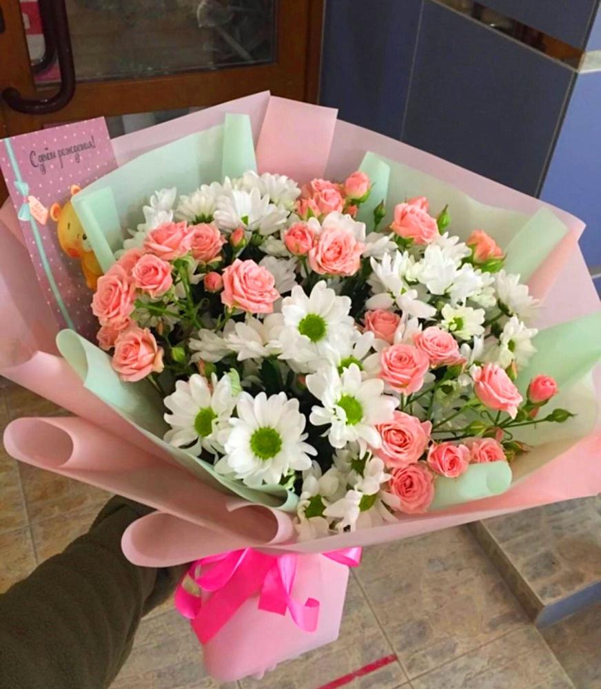 Букет цветов из: Розы и Хризантемы в Батуринской