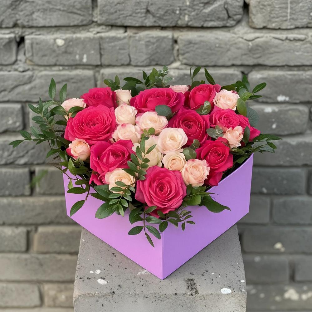 Цветочная композиция из Розы в коробке в Батуринской