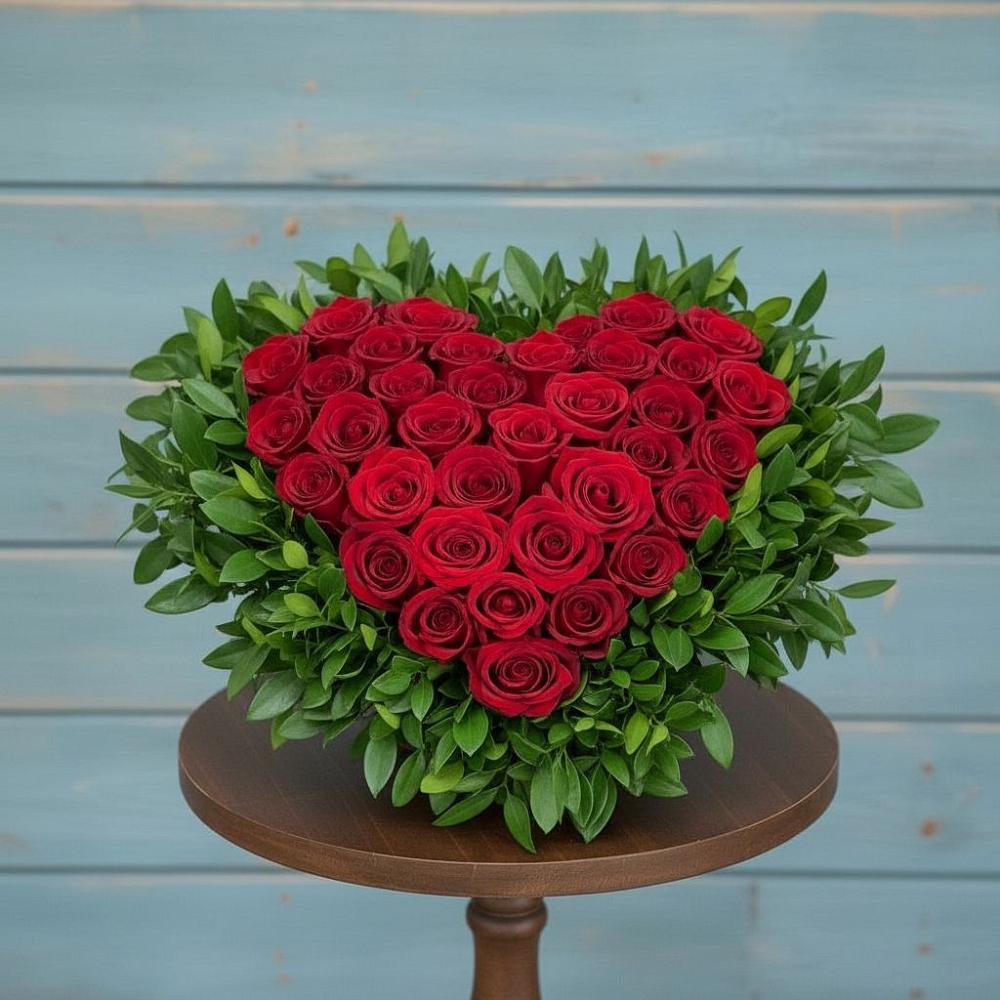 Цветочная композиция из Розы в виде сердца в Батуринской