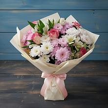 Букет цветов из:  Хризантемы, Альстромерии и Розы в Батуринской