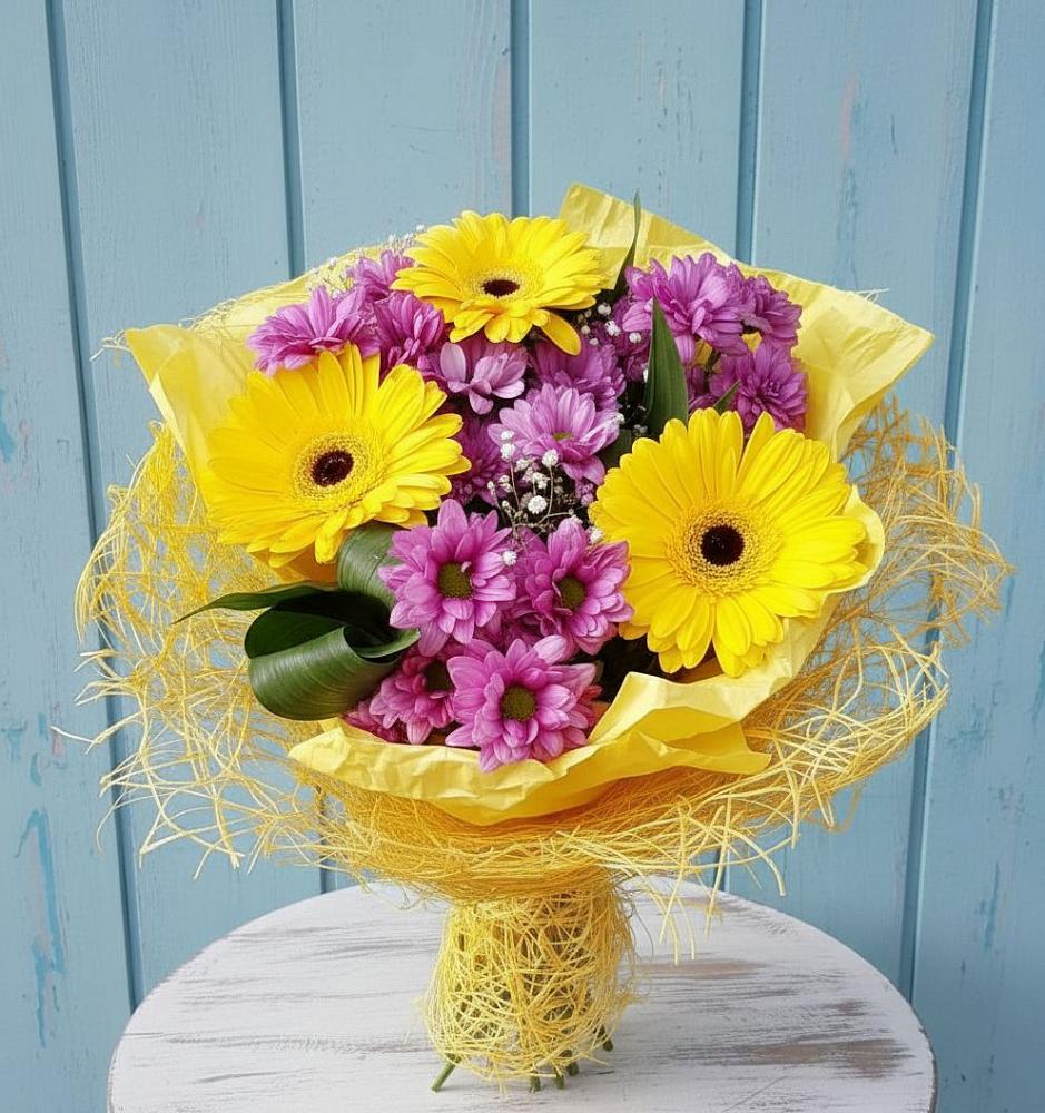 Букет цветов из: Хризантемы и Герберы в Батуринской