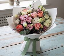 Букет цветов из:  Розы, Лизиантусы и Гвоздики в Батуринской