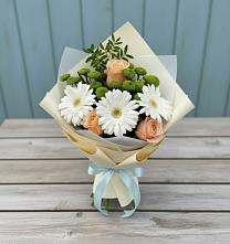 Букет цветов из:  Герберы, Розы и Хризантемы #REPLACE_PRED# Батуринской