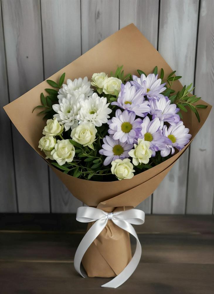 Букет цветов из: Хризантемы и Розы в Батуринской
